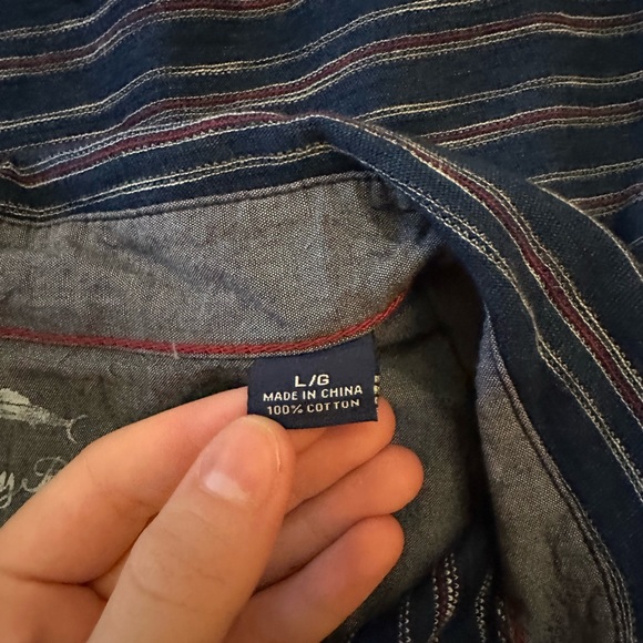 Tommy Bahama Men's Blue Striped Short Sleeve Quarter Button Shirt Size Large - Picture 6 of 6